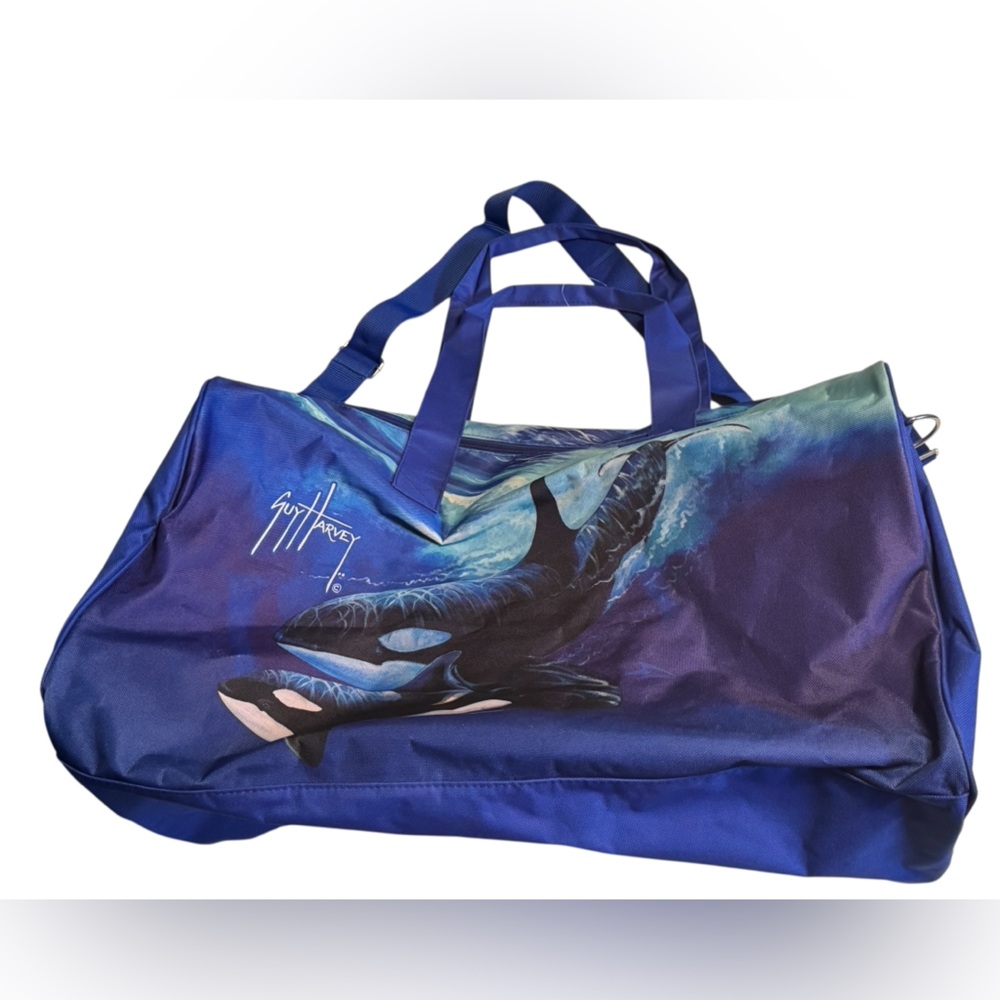 Guy Harvey Artist Whales Painting Art Blue Large Duffel Bag MINT NWT Sea World